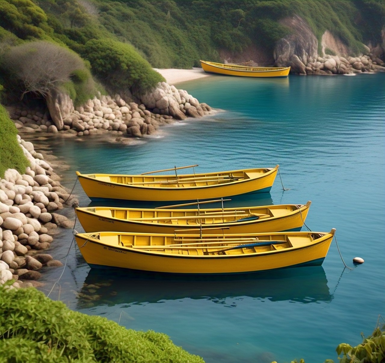 Manual FRP fishing boat, yellow fiberglass fishing boat, 10 to 12 seater boat, durable marine vessel, lightweight fishing boat, ocean and river fishing boat, high-capacity FRP boat, 15 to 20 feet boat